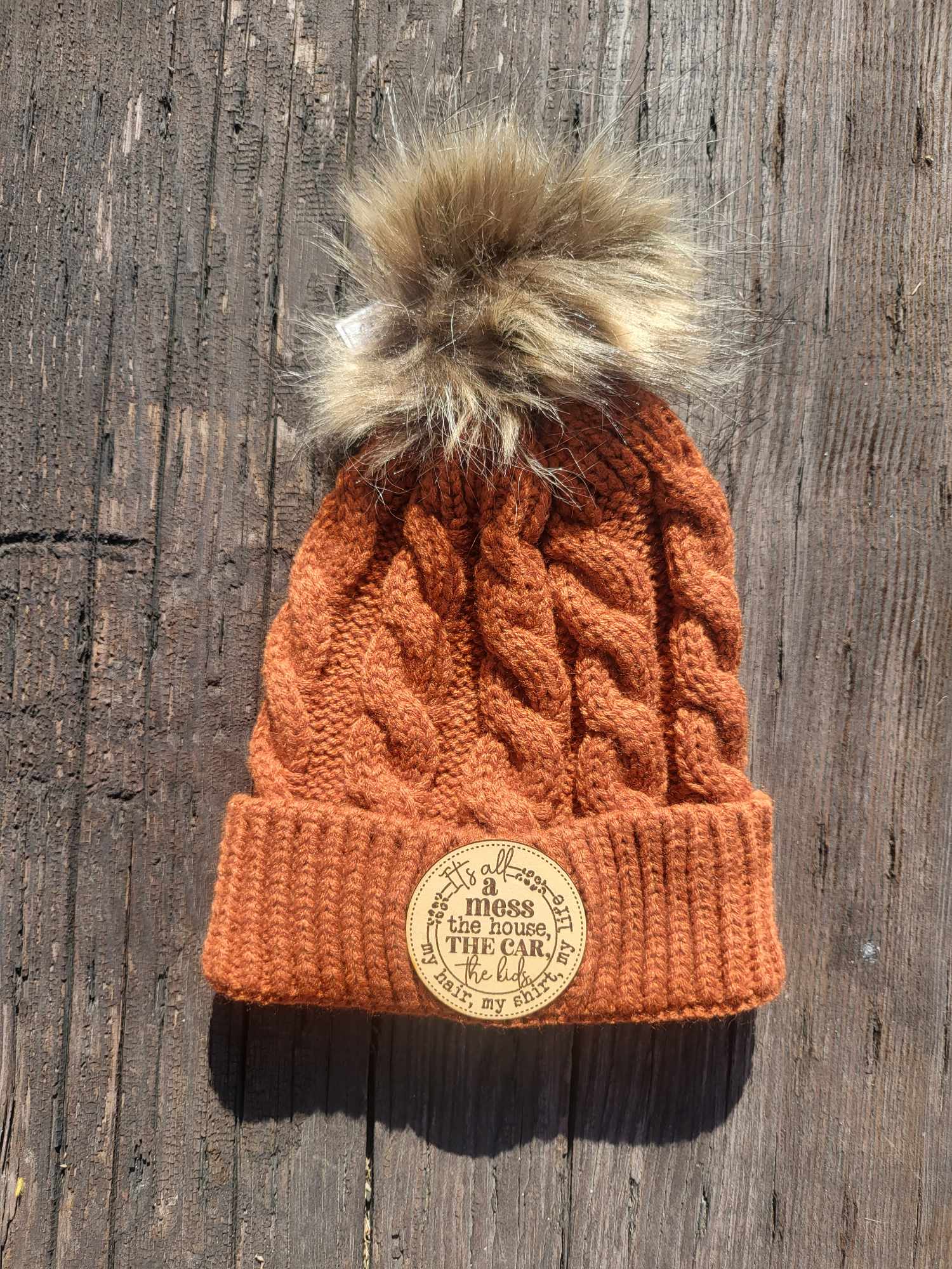 IT'S ALL A MESS LEATHER PATCH BEANIE
