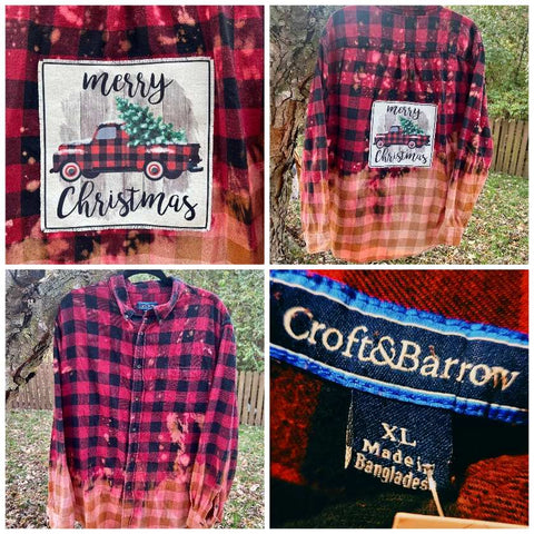 MERRY CHRISTMAS BLEACHED FLANNEL
