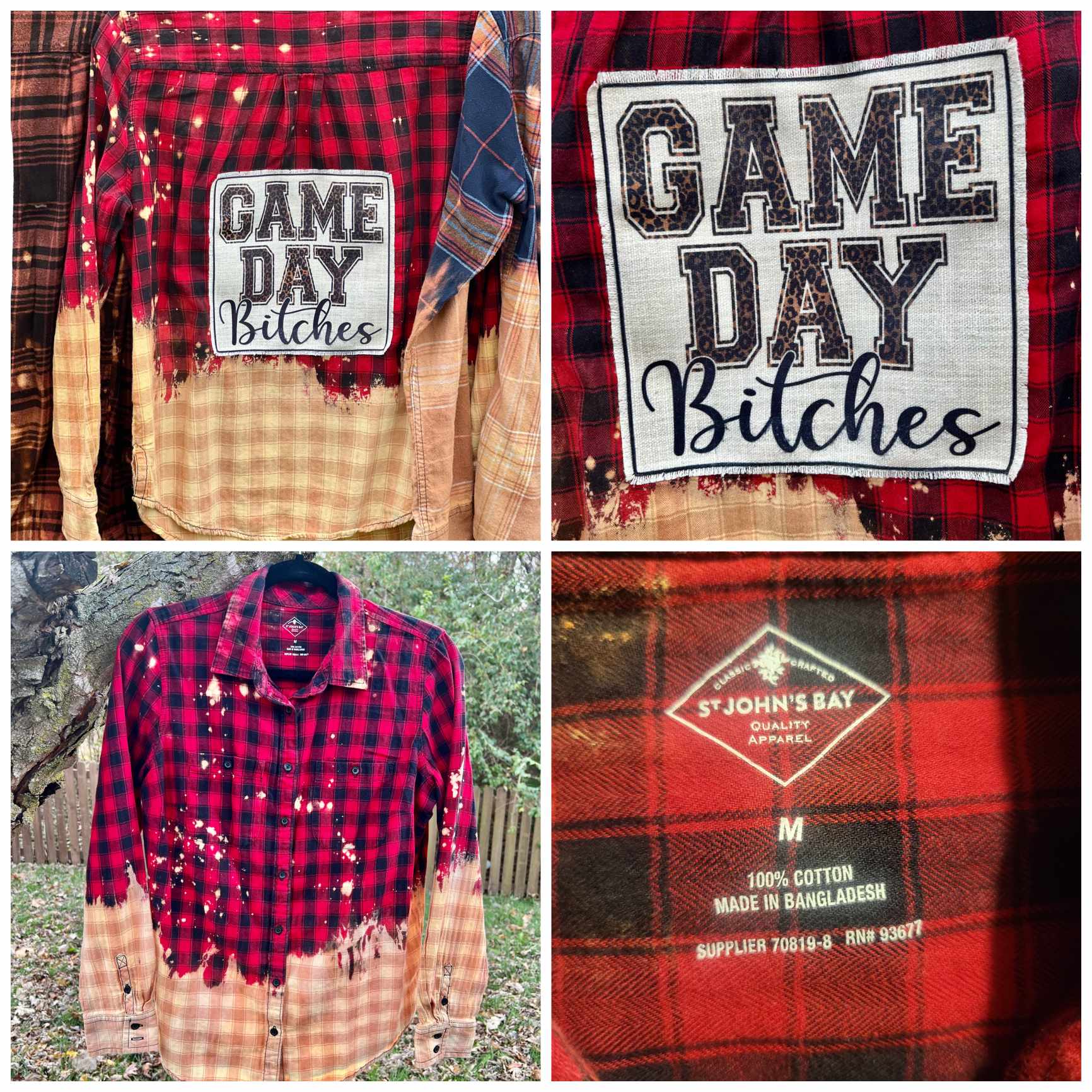 GAME DAY BITCHES BLEACHED FLANNEL