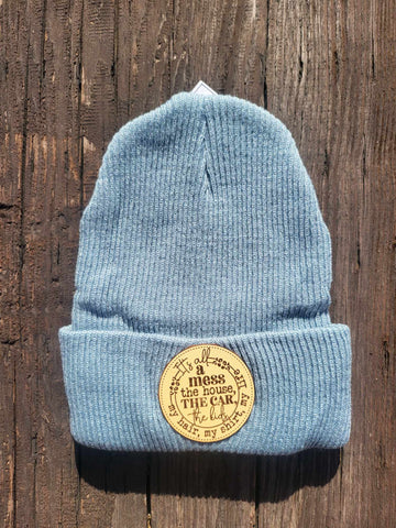 IT'S ALL A MESS LEATHER PATCH BEANIE