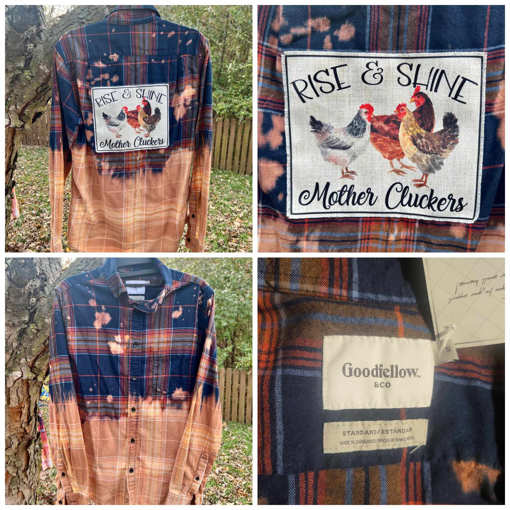 RISE AND SHINE MOTHER CLUCKERS BLEACHED FLANNEL