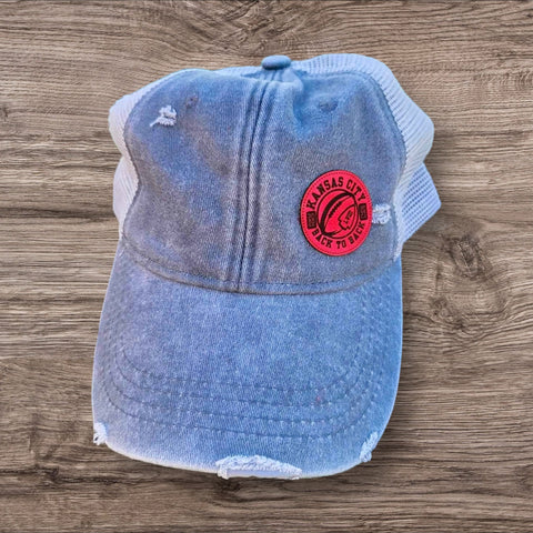 “Back to Back” Leather Patch Ball Cap-Gray