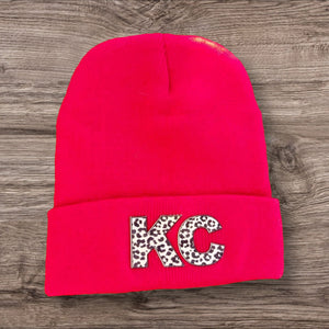 Leopard KC Patch Beanie- Red