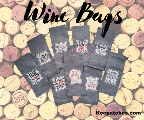 Fabric Patch Wine Bags