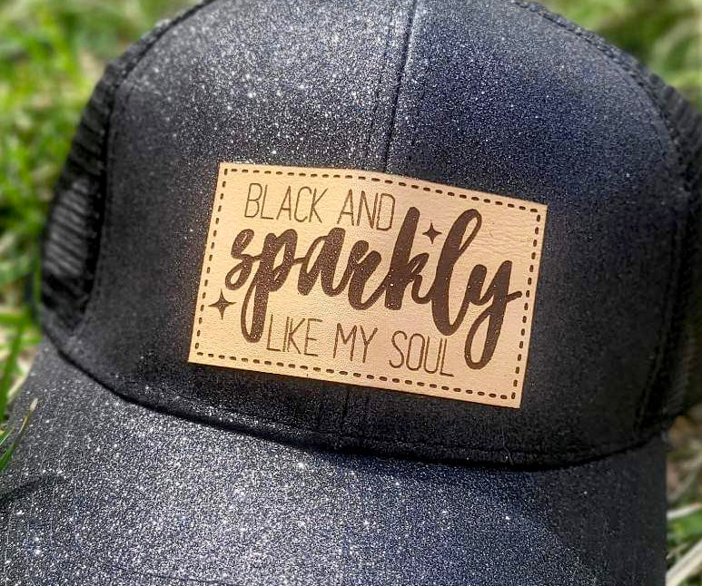 Black and Sparkly Like My Soul- Leather Patch