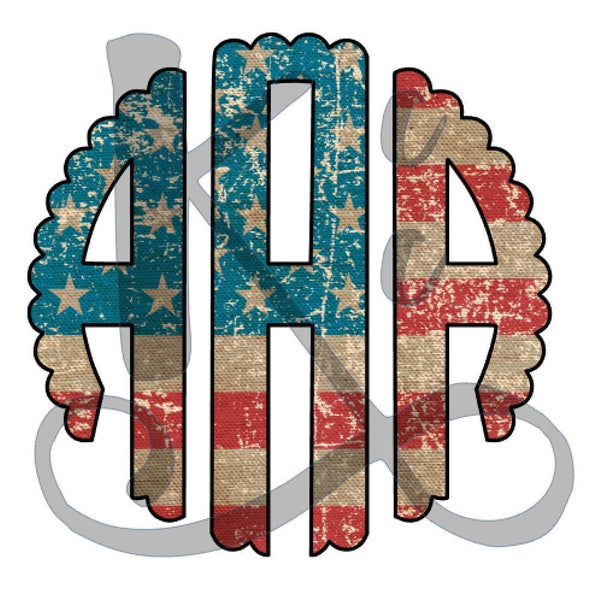 Vintage American Flag Monogram
