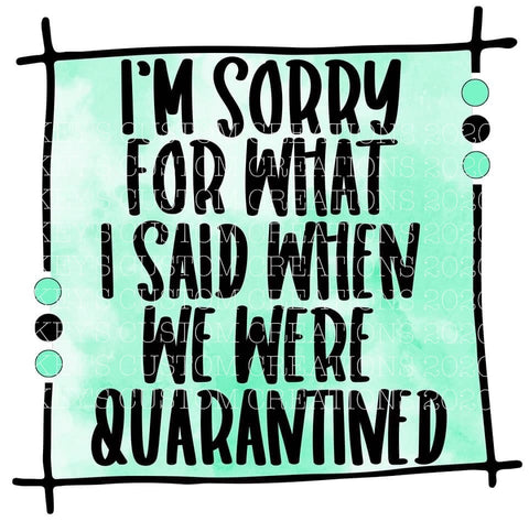 I'm Sorry For What I Said When We Were Quarantined