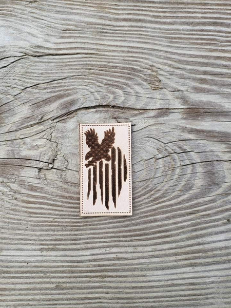 Eagle Flag Leather Patch (Small- 2in. tall)