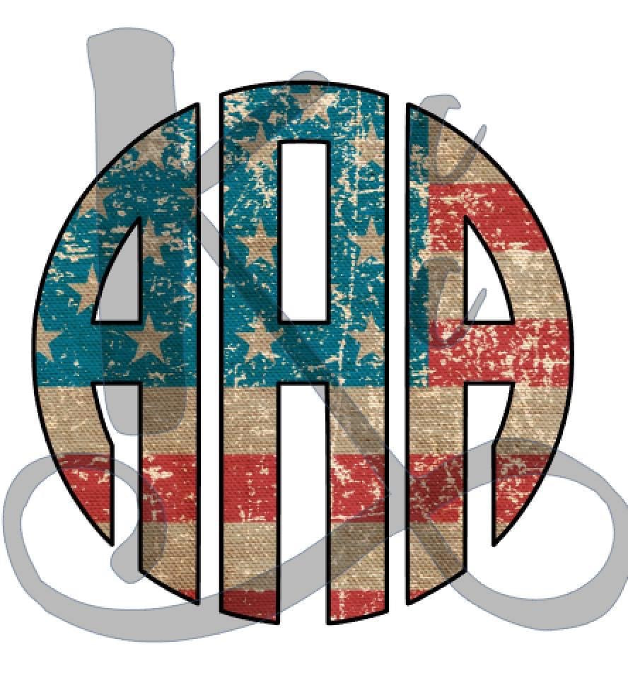 Vintage American Flag Monogram