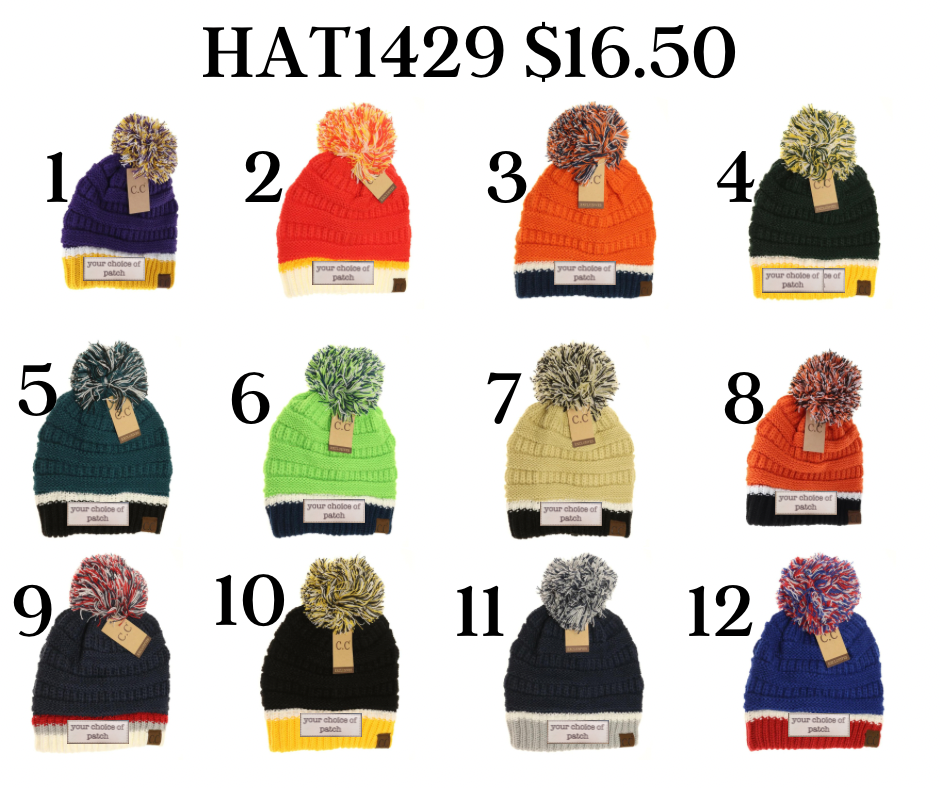 HAT1429- Team Colored Pom Beanie