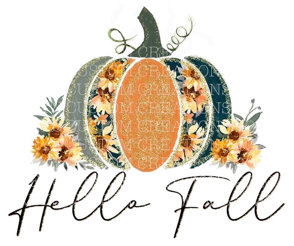 Hello Fall Glitter Pumpkin