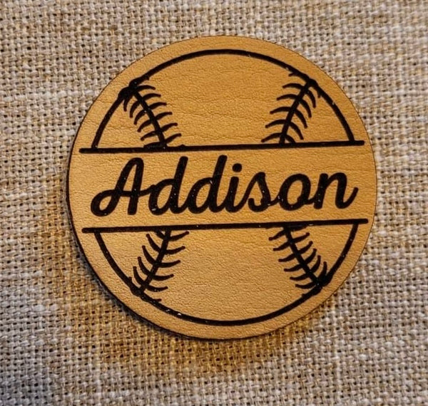 Custom Name Leather Baseball Patch