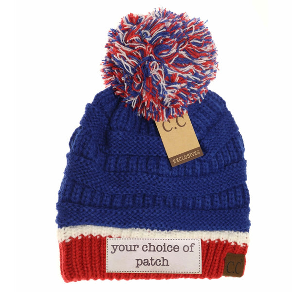 HAT1429- Team Colored Pom Beanie