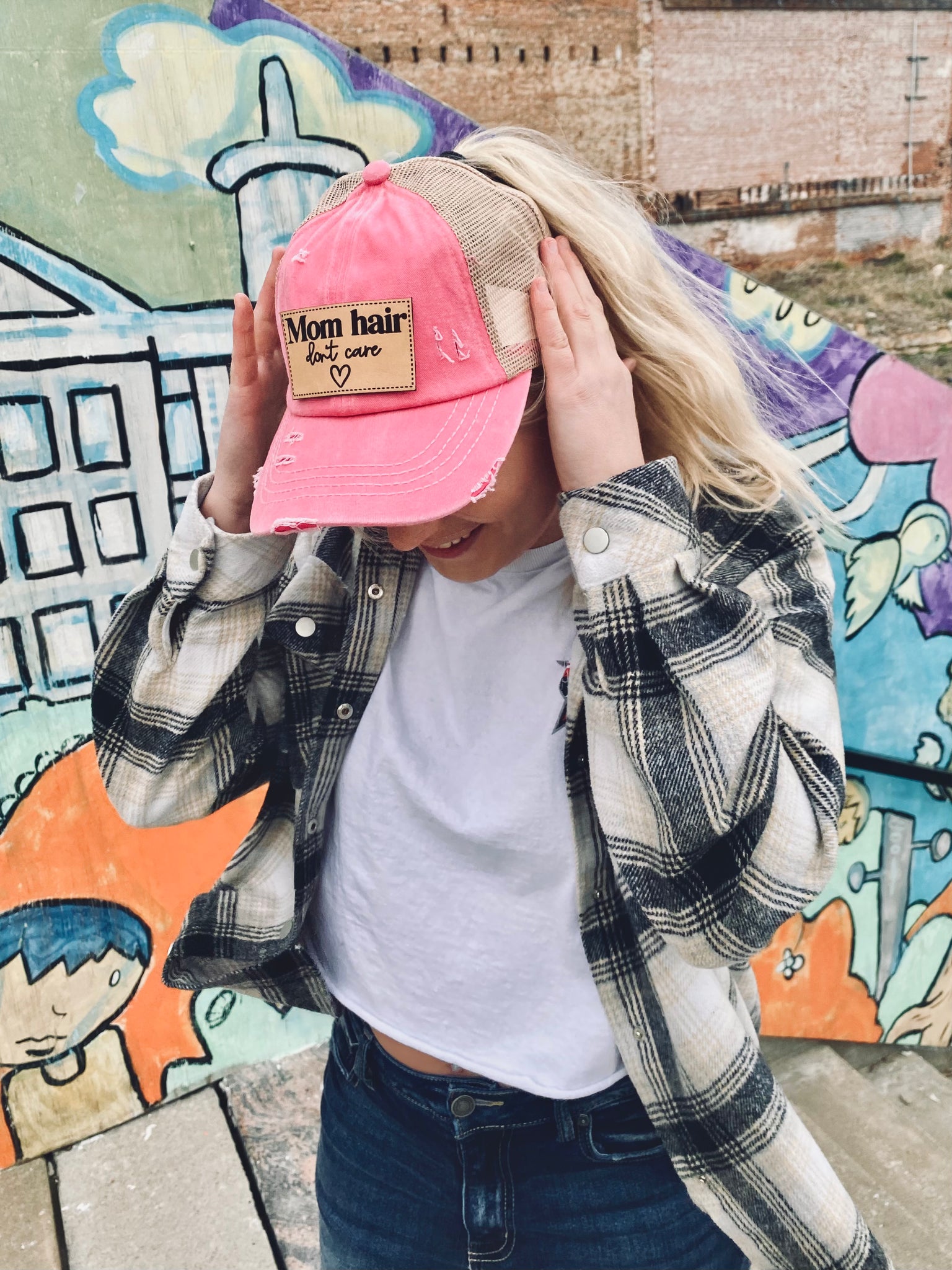 Mom Hair Don't Care Leather Patch