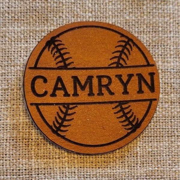 Custom Name Leather Baseball Patch
