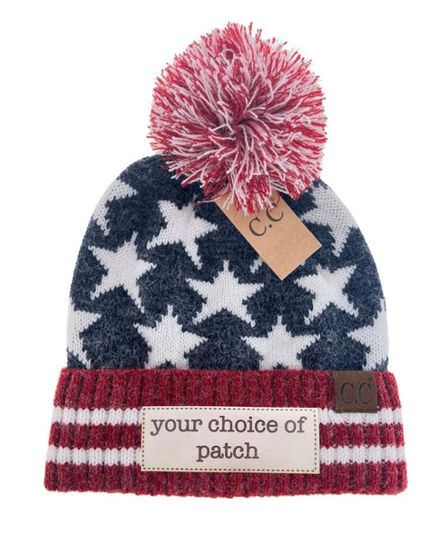Vintage USA Flag Knit Pom- HAT3903