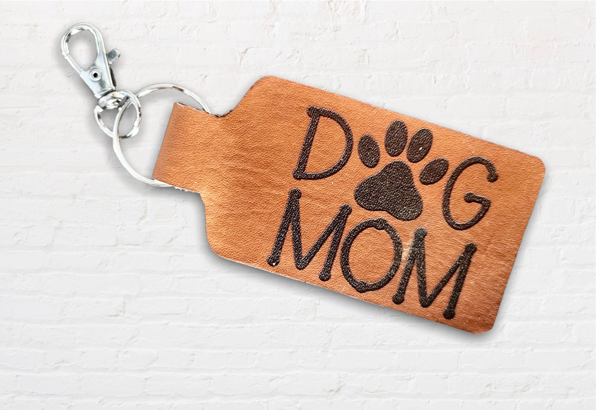 Dog Mom Leather Keychain
